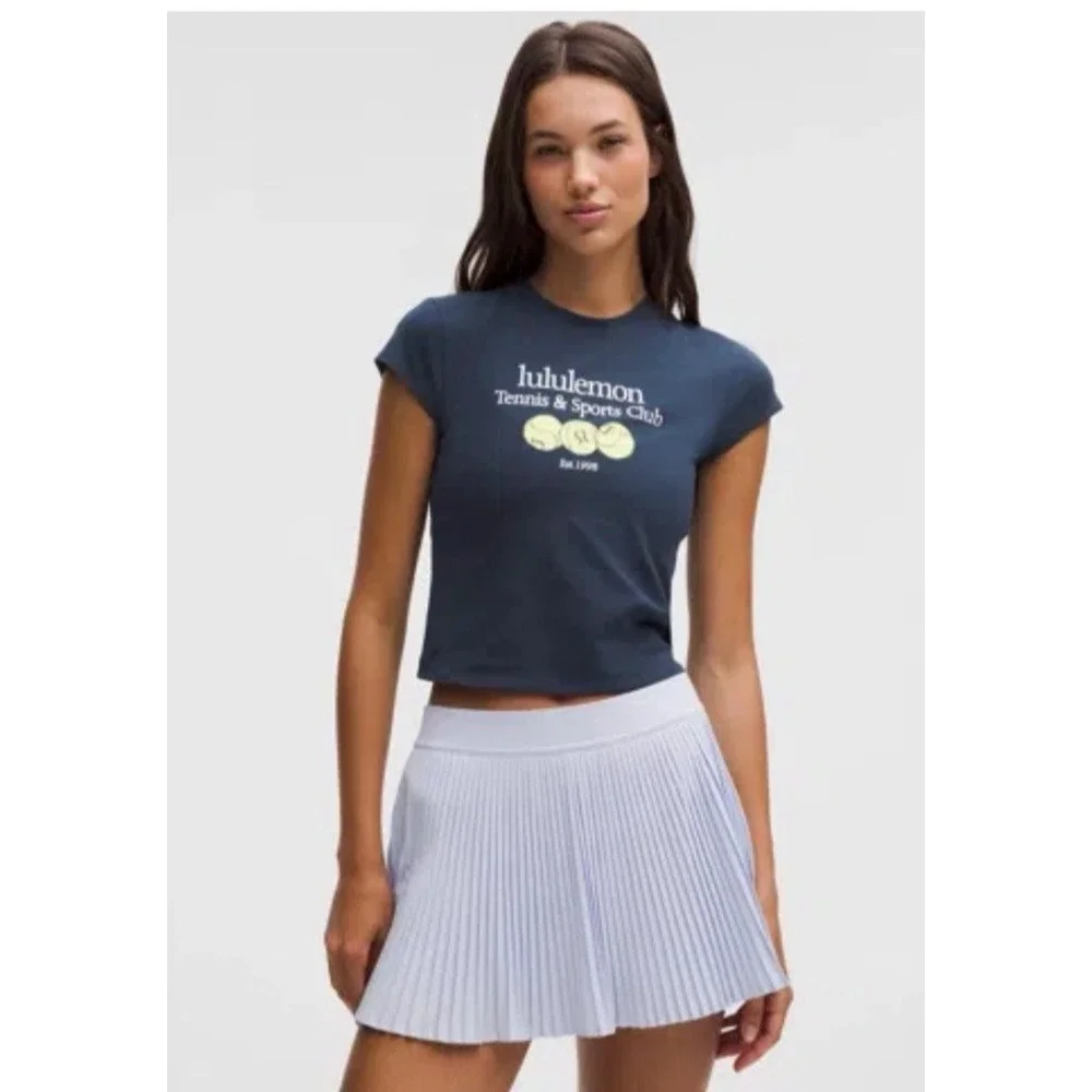 Lululemon Sz Lge Organic Cotton Graphic Baby Tee Tennis Sports Club CLBL LW3JCYS